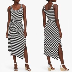 Vince Camuto Ruched Striped Maxi Dress Knit Large New With Tags